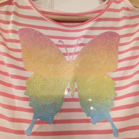 NWOT The Children Place Pink Girls Open Shoulder Dress, Size M (7/8) - Picture 6 of 7